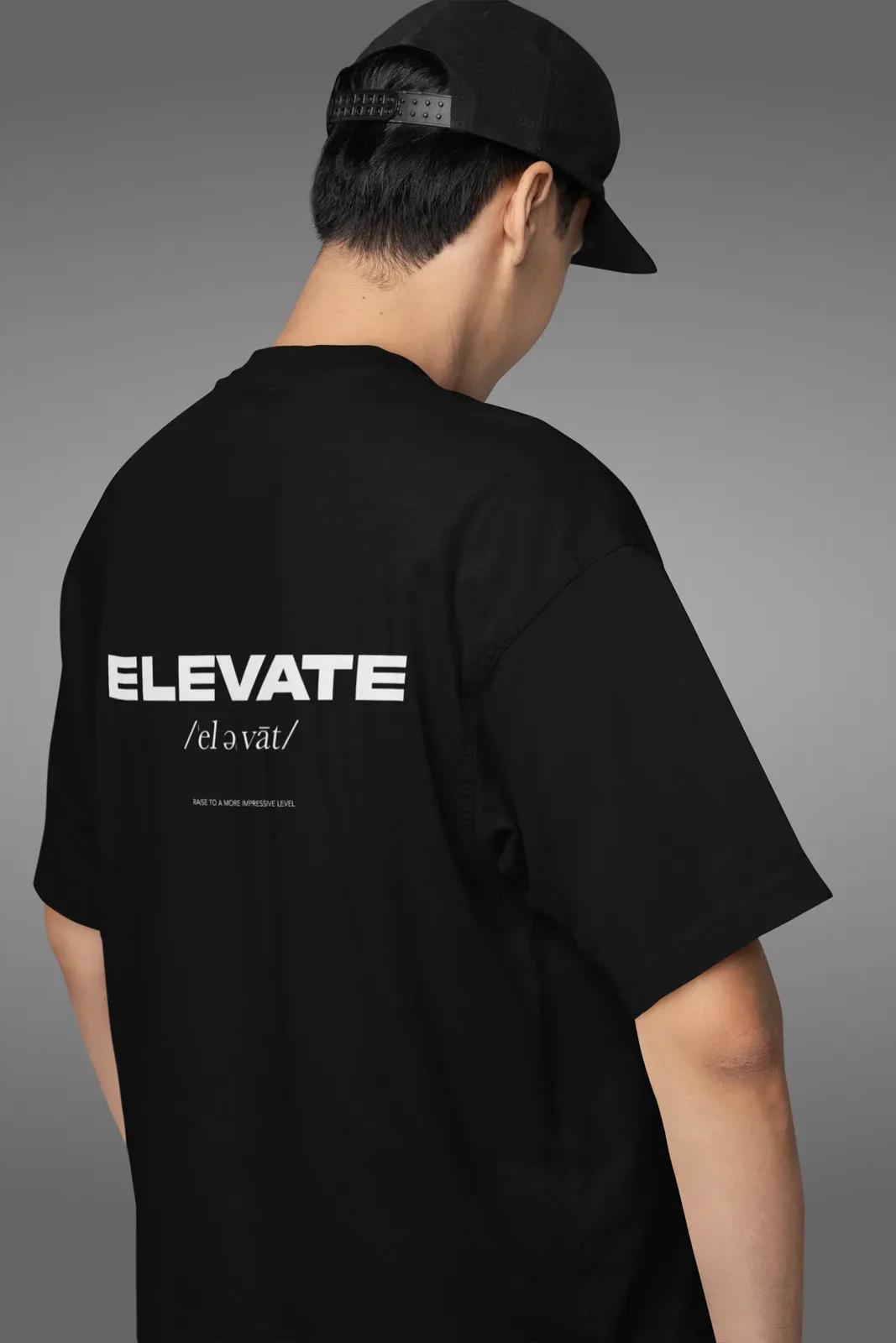 Back view of custom oversized t-shirt design
